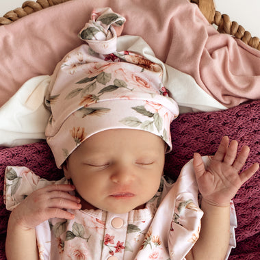 Birds & Blooms Organic Knotted Beanie | Snuggle Hunny