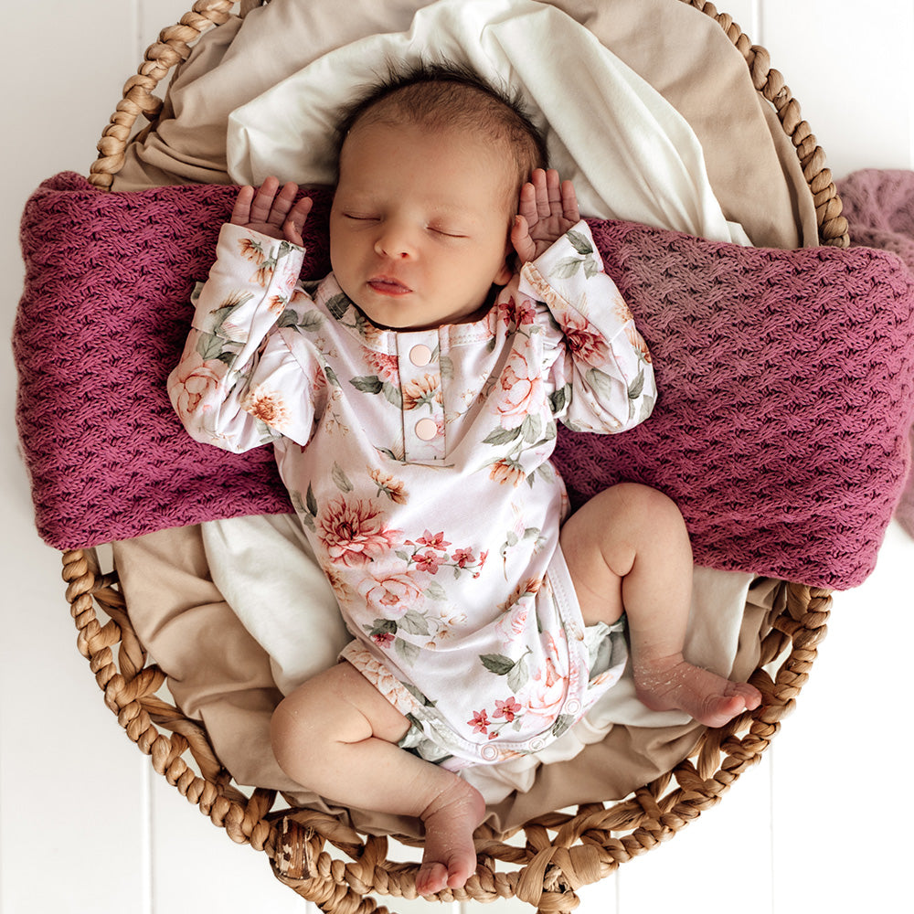Birds & Blooms Long Sleeve Organic Bodysuit with Frill - View 4