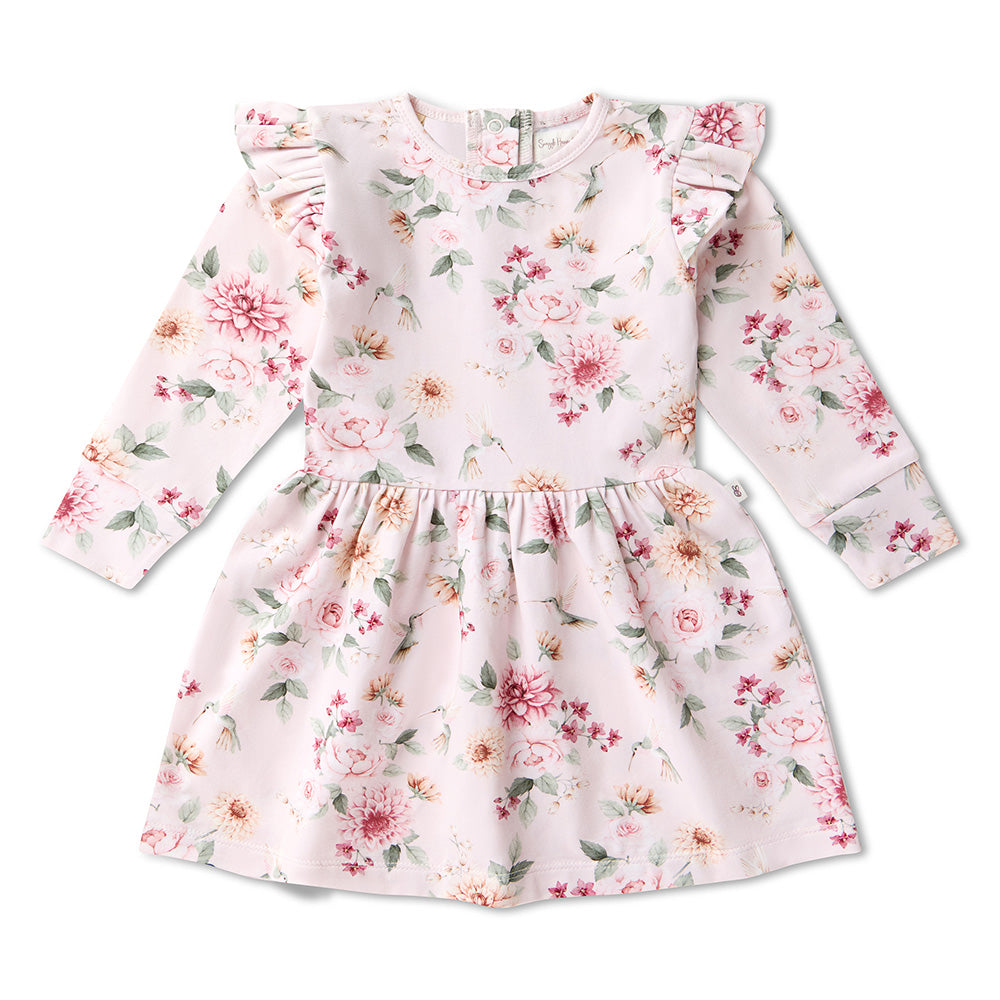 Birds & Blooms Long Sleeve Organic Dress - View 8