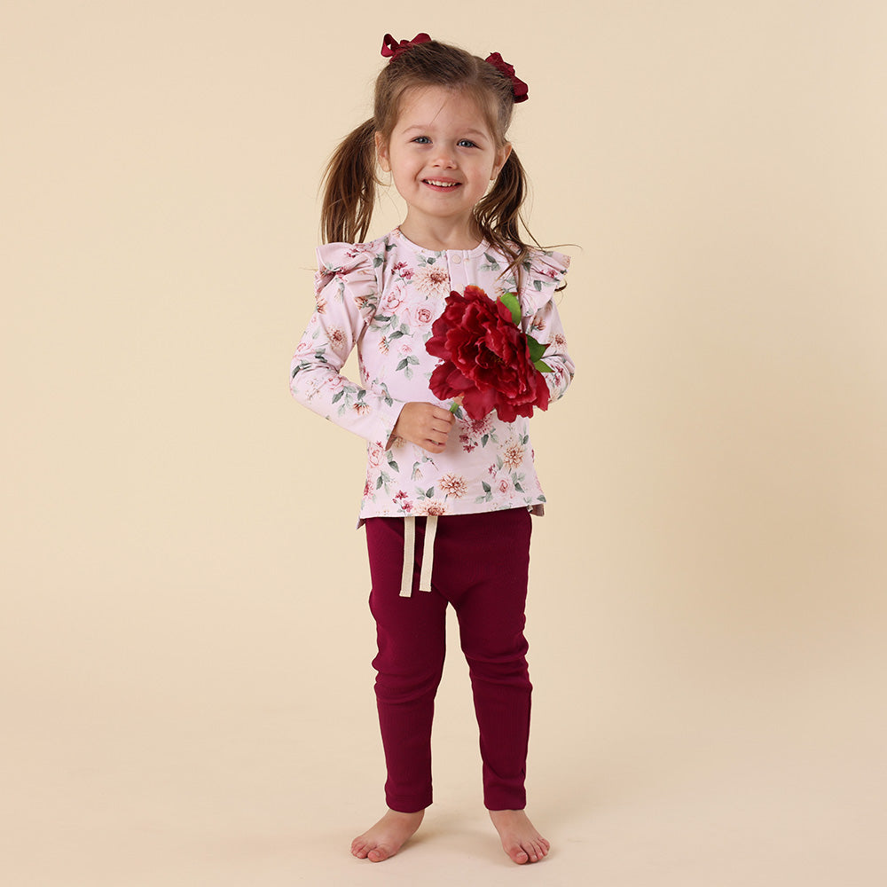 Birds & Blooms Organic Long Sleeve Top with Frill - View 14