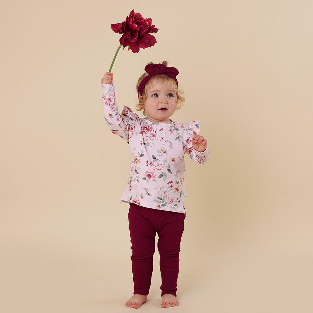 Birds & Blooms Organic Long Sleeve Top with Frill - View 6