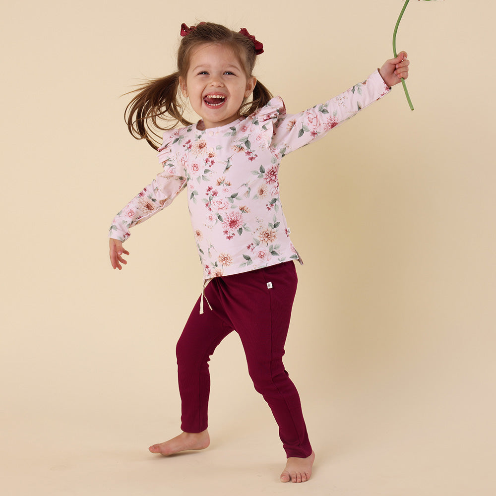 Birds & Blooms Organic Long Sleeve Top with Frill - View 8