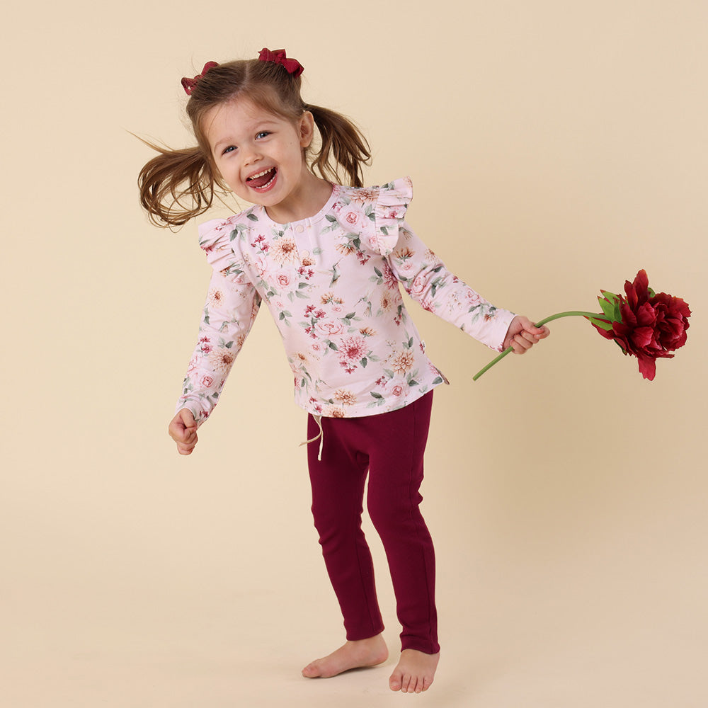Birds & Blooms Organic Long Sleeve Top with Frill - View 9