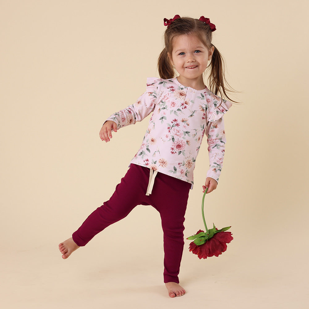 Birds & Blooms Organic Long Sleeve Top with Frill - View 10