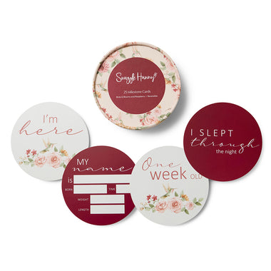 Birds & Blooms & Raspberry Reversible Milestone Cards | Snuggle Hunny
