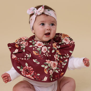 Floral Flutter Frill Snuggle Bib | Snuggle Hunny