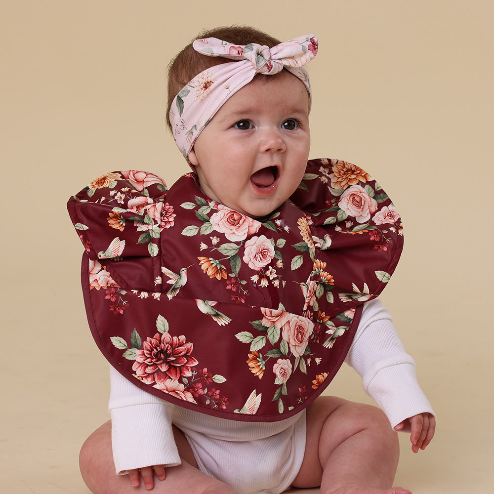 Floral Flutter Frill Snuggle Bib - View 3