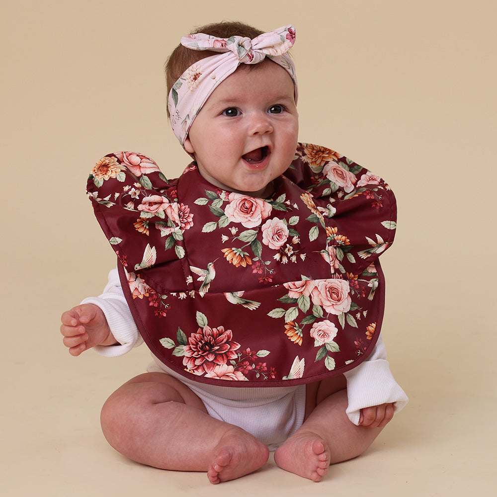 Floral Flutter Frill Snuggle Bib - View 4