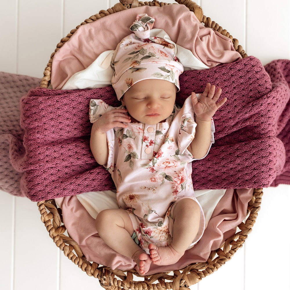 Birds & Blooms Short Sleeve Organic Bodysuit with Frill - View 3