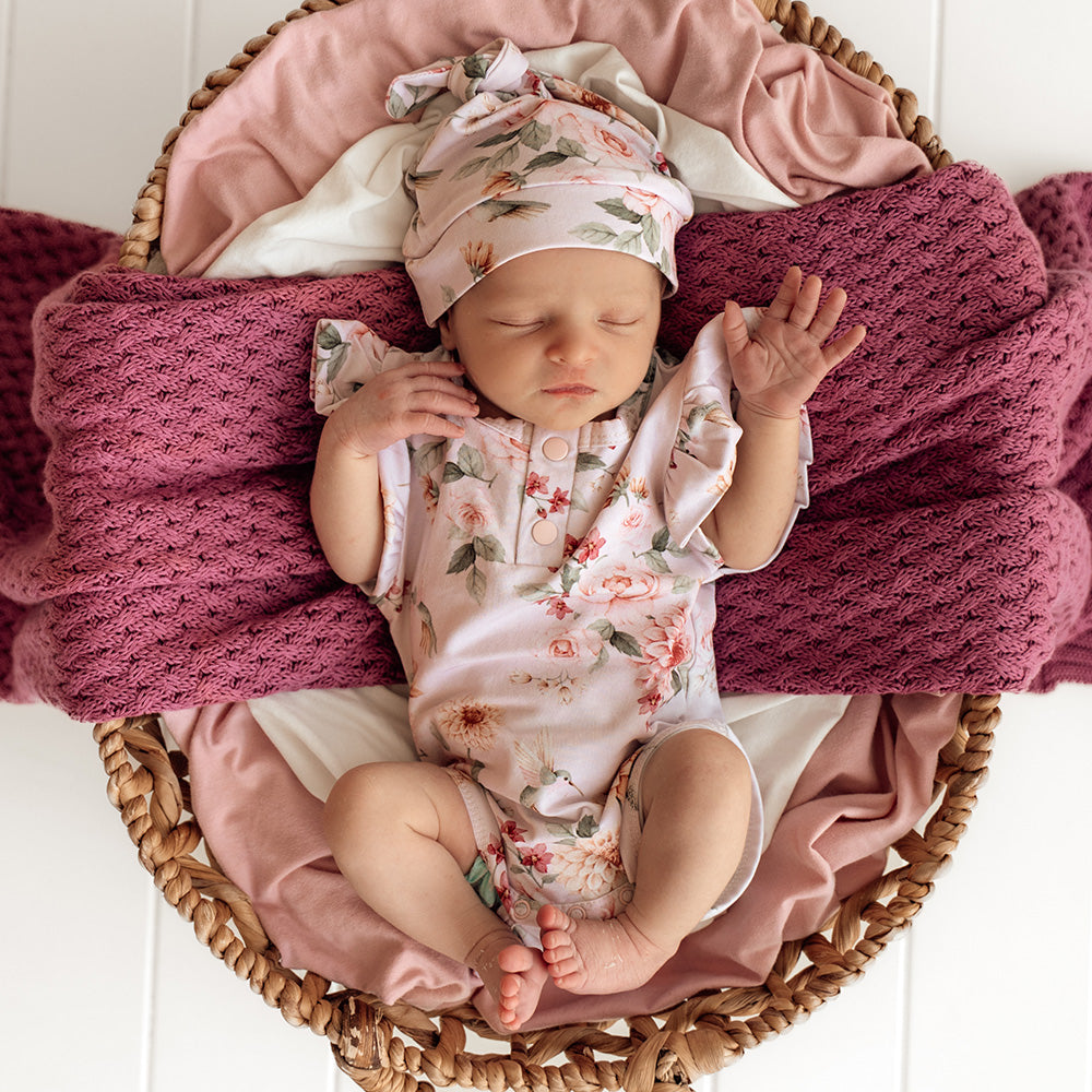 Birds & Blooms Short Sleeve Organic Bodysuit with Frill - View 7