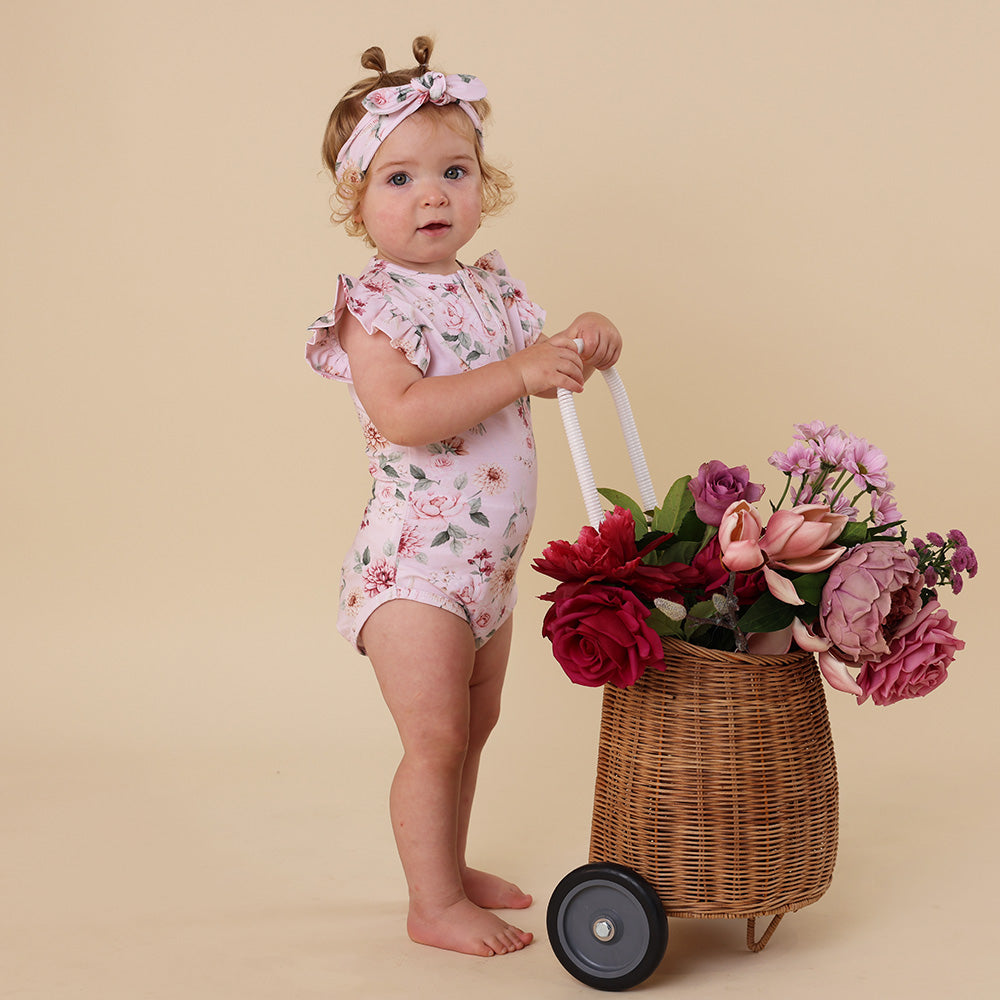 Birds & Blooms Short Sleeve Organic Bodysuit with Frill - View 9