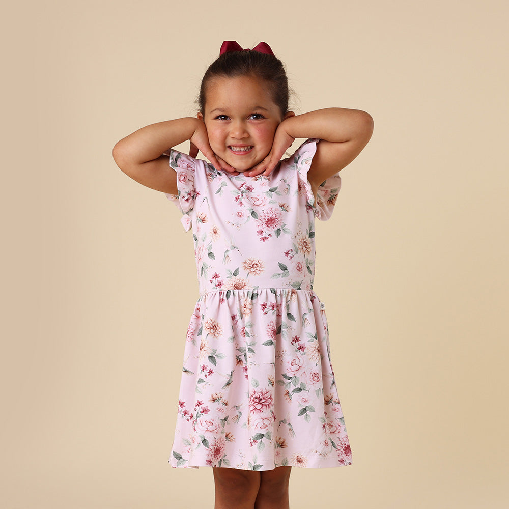 Birds & Blooms Short Sleeve Organic Dress - View 6