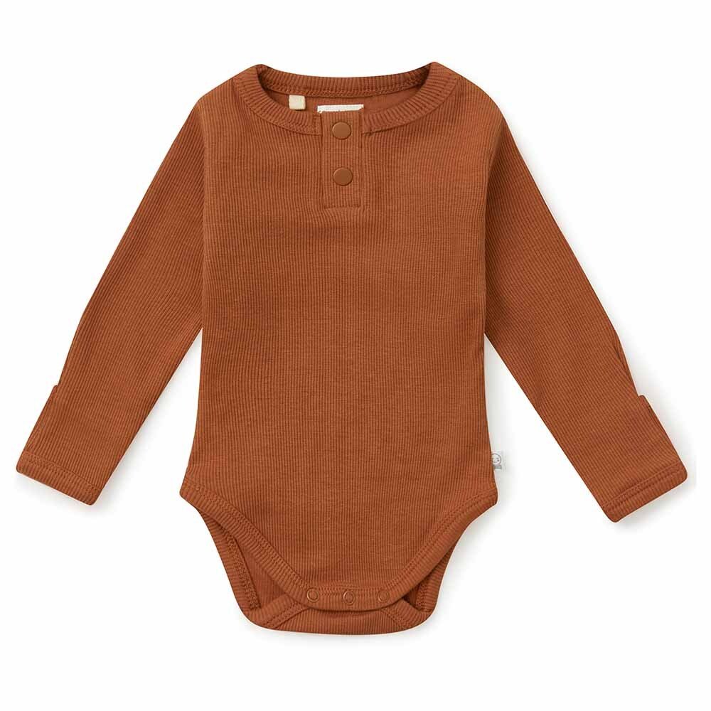 Biscuit Long Sleeve Organic Bodysuit - View 2