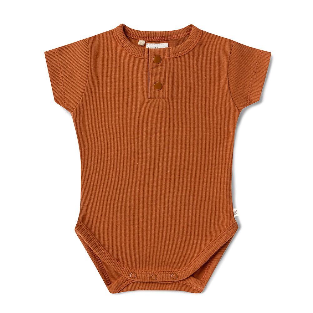 Biscuit Short Sleeve Organic Bodysuit - View 2