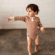 Biscuit Stripe Long Sleeve Organic Bodysuit - Thumbnail 3