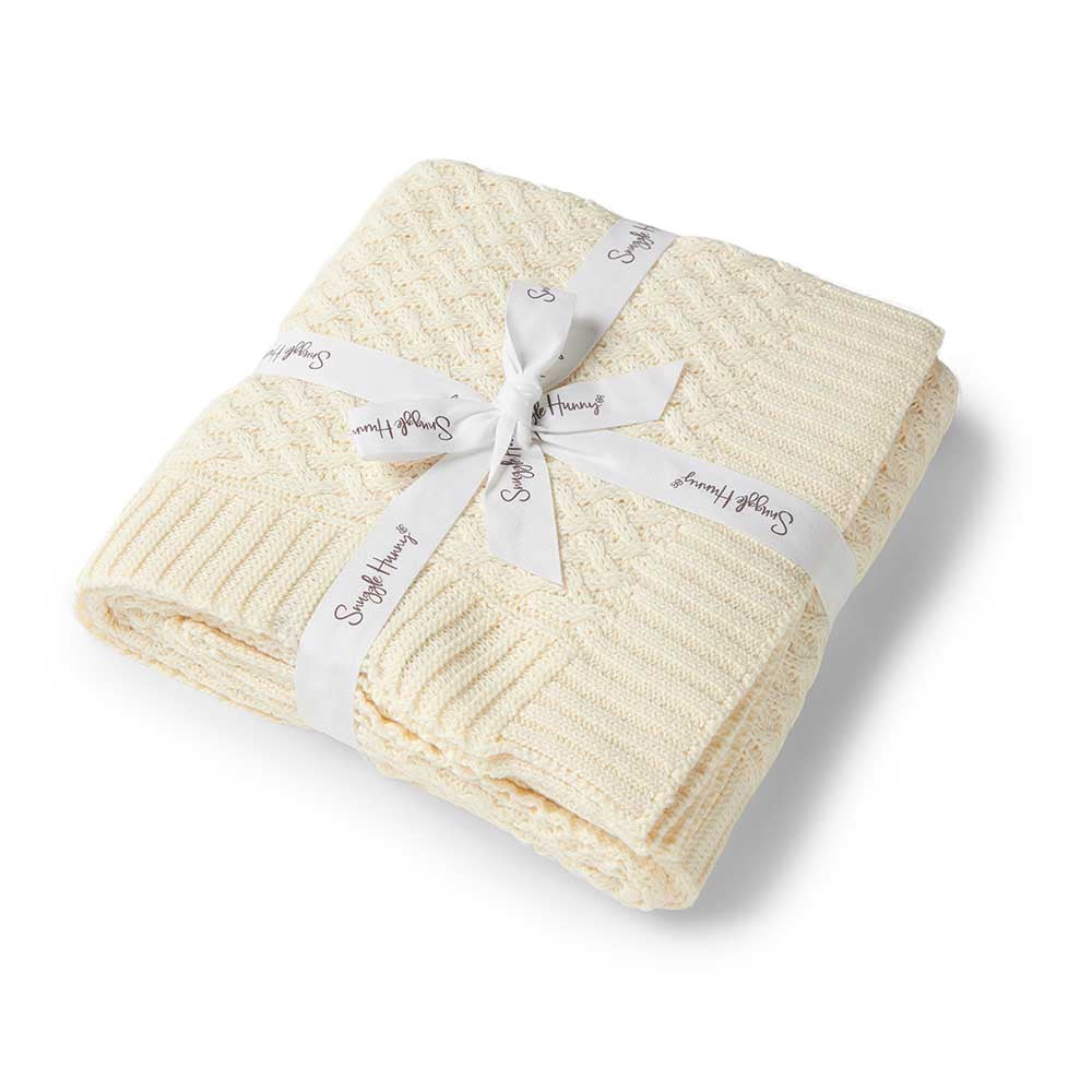 Blankets - Cream Diamond Knit Organic Baby Blanket