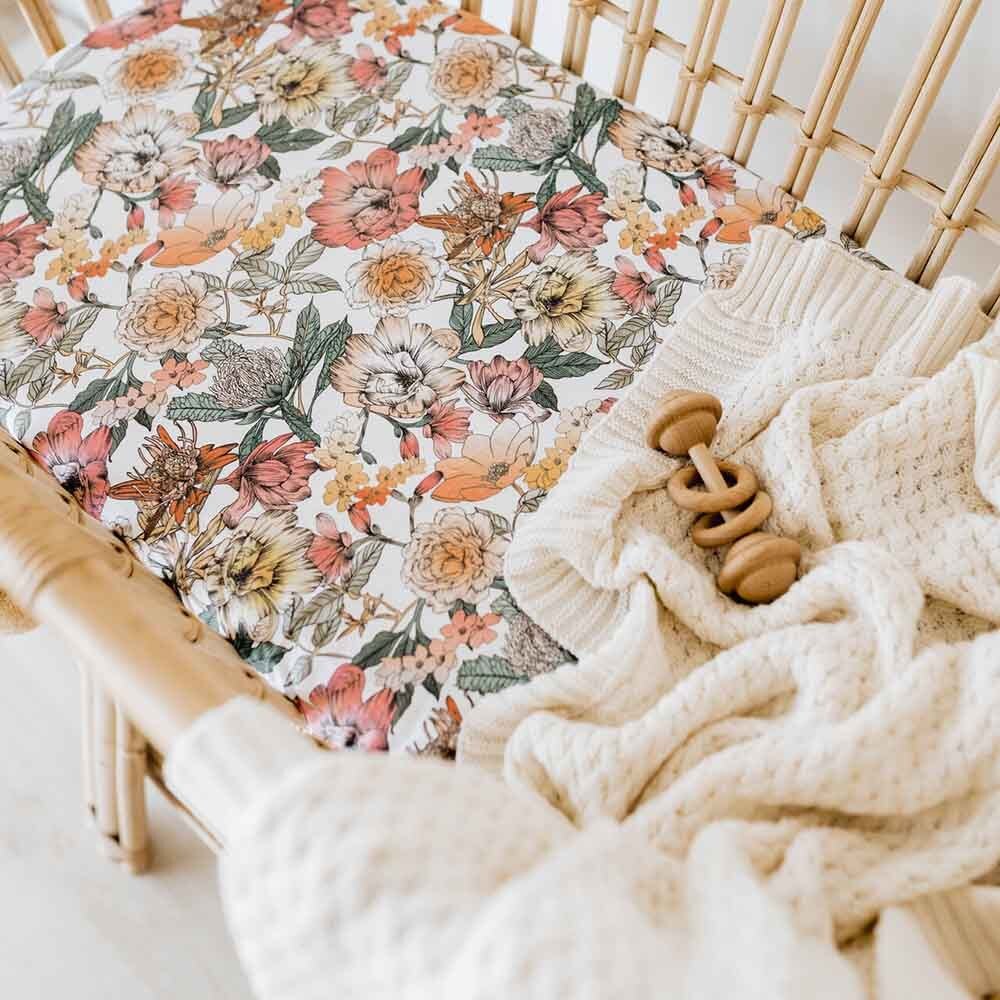 Cream Diamond Knit Organic Baby Blanket - View 3