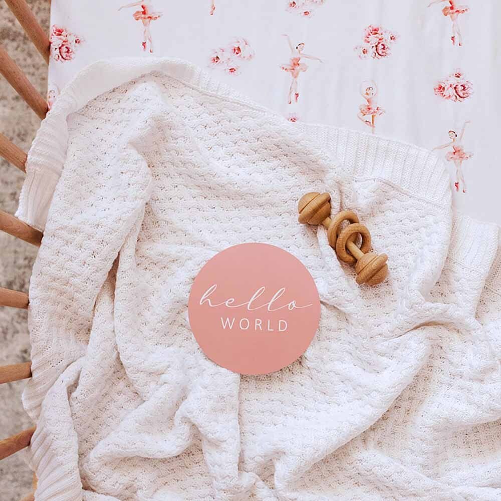 White Diamond Knit Organic Baby Blanket - View 4