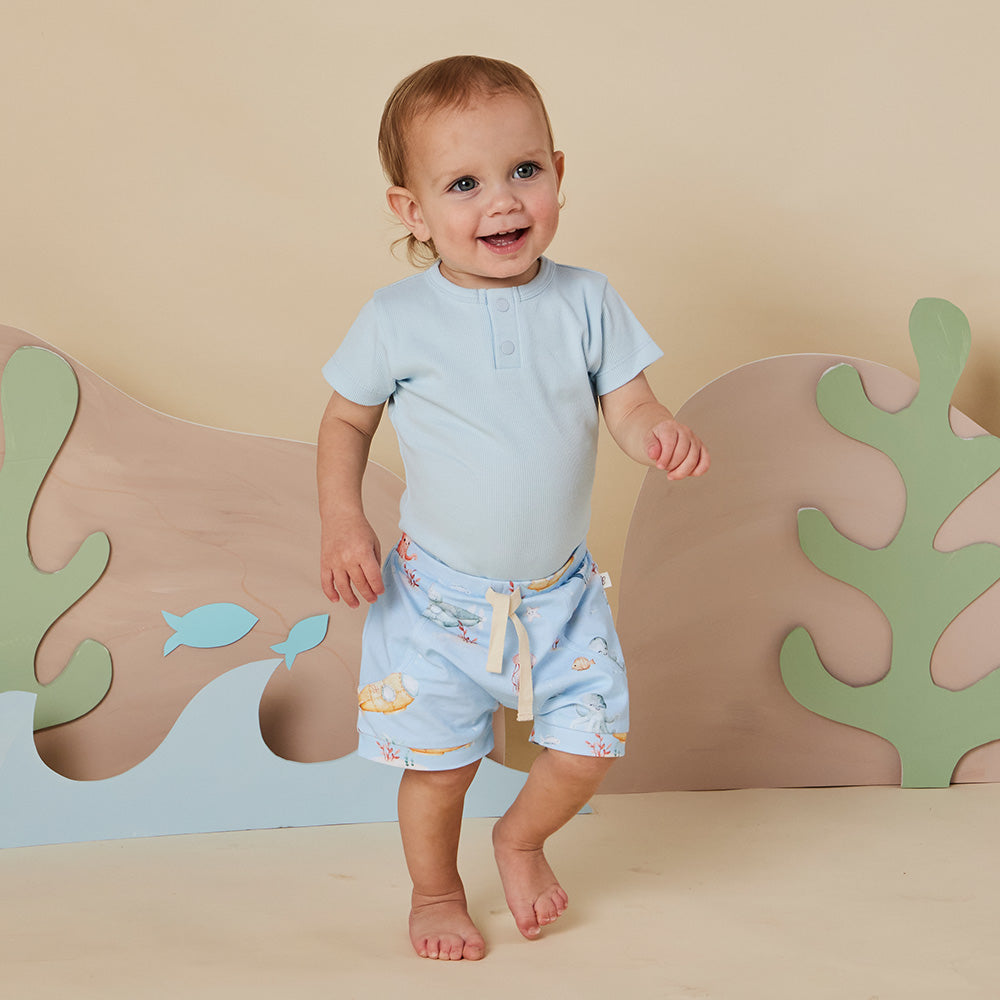 Blue Little Subs Organic Shorts - View 1