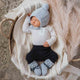 Blue Merino Wool Bonnet & Booties - Thumbnail 1