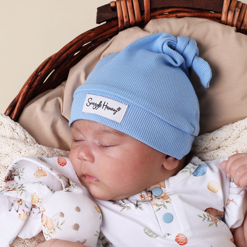 Bluebell Ribbed Organic Knotted Beanie - View 3