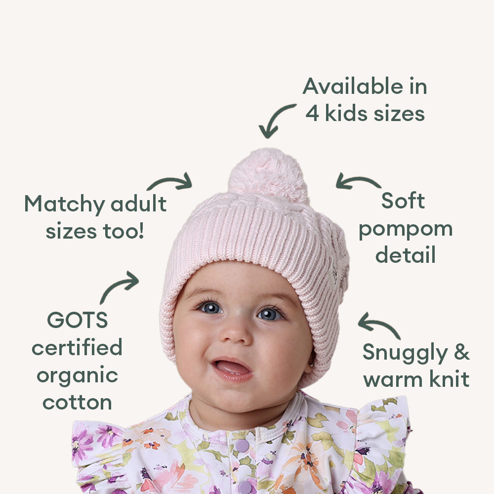 Blush Pink Organic Baby Knit Beanie - View 5