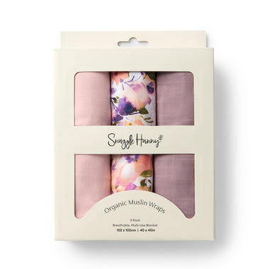 Large Organic Muslin Wraps 3 Pack - Dusk/Blushing Beauty/Fairytale | Snuggle Hunny