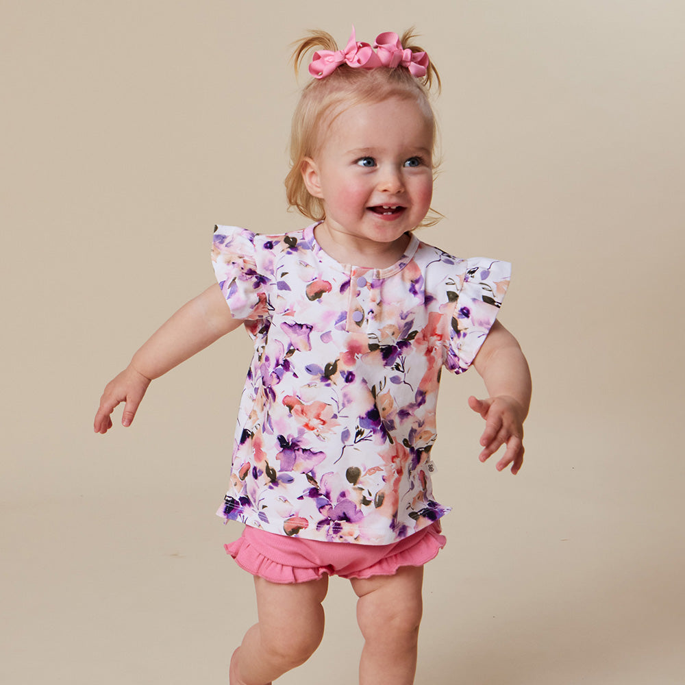 Blushing Beauty Organic Short Sleeve Top with Frill - View 3