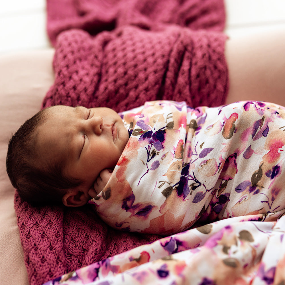 Blushing Beauty Organic Jersey Wrap & Topknot Set - View 4