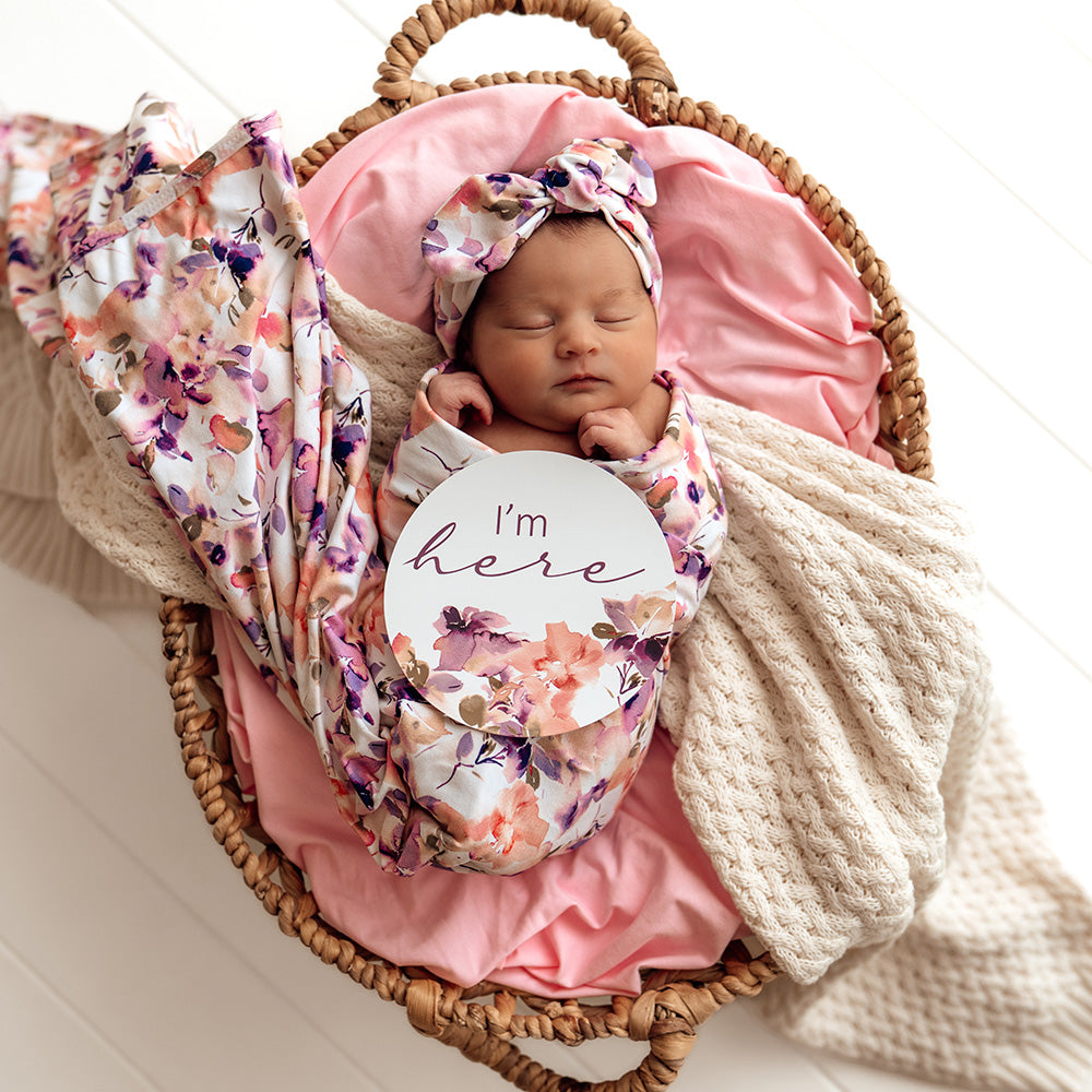 Blushing Beauty Organic Jersey Wrap & Topknot Set - View 3