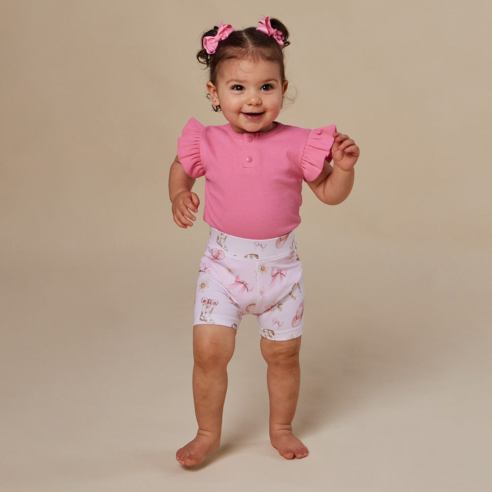 Candy Rib Short Sleeve Organic Bodysuit with Frill - View 8