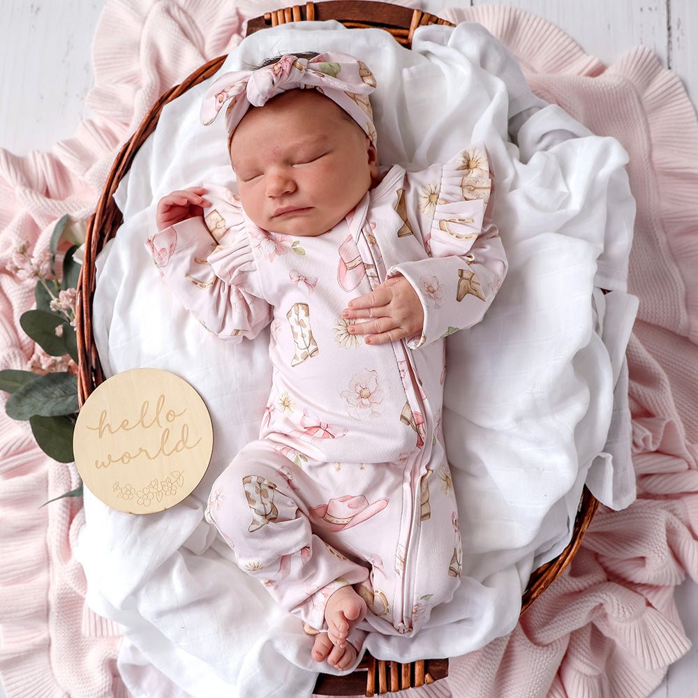 Boots & Bows Organic Snugglesuit Convertible Romper with Frill - View 10