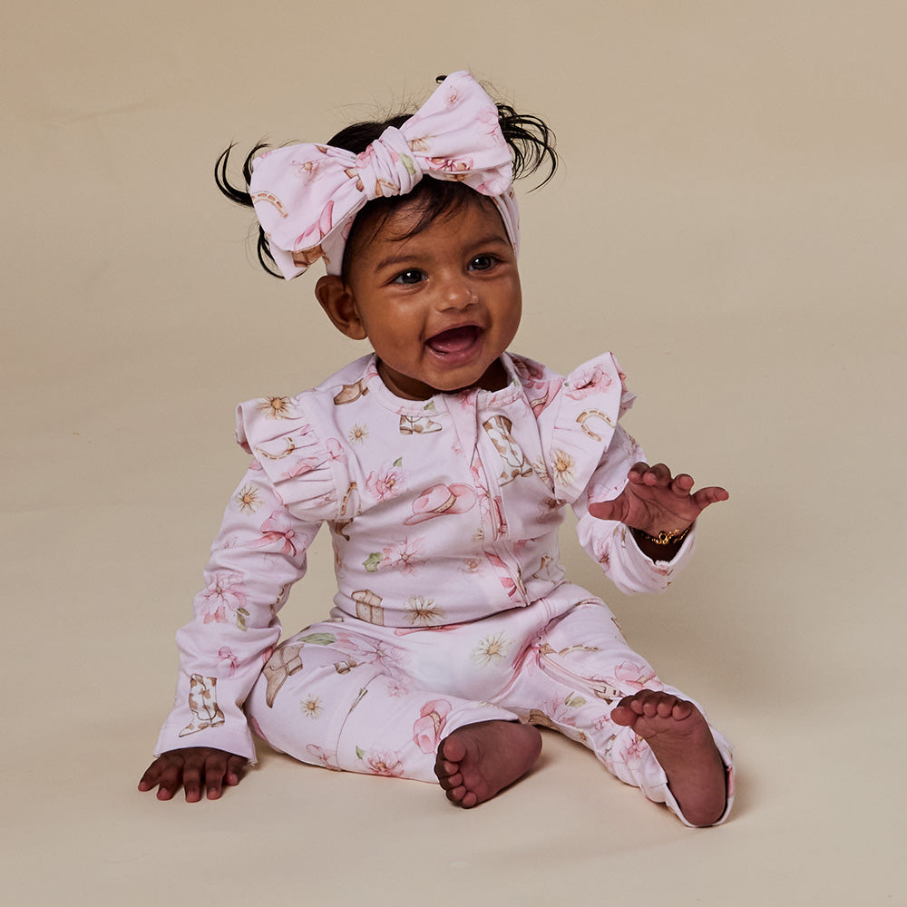 Boots & Bows Organic Snugglesuit Convertible Romper with Frill - View 3