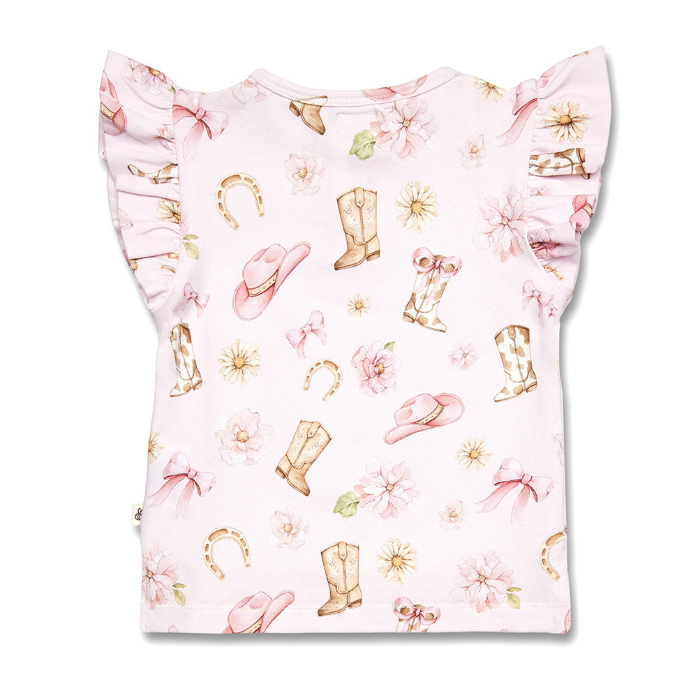 Boots & Bows Organic Short Sleeve Top with Frill - View 14
