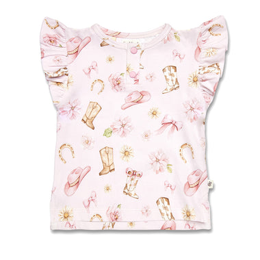 Boots & Bows Organic Short Sleeve Top with Frill | Snuggle Hunny