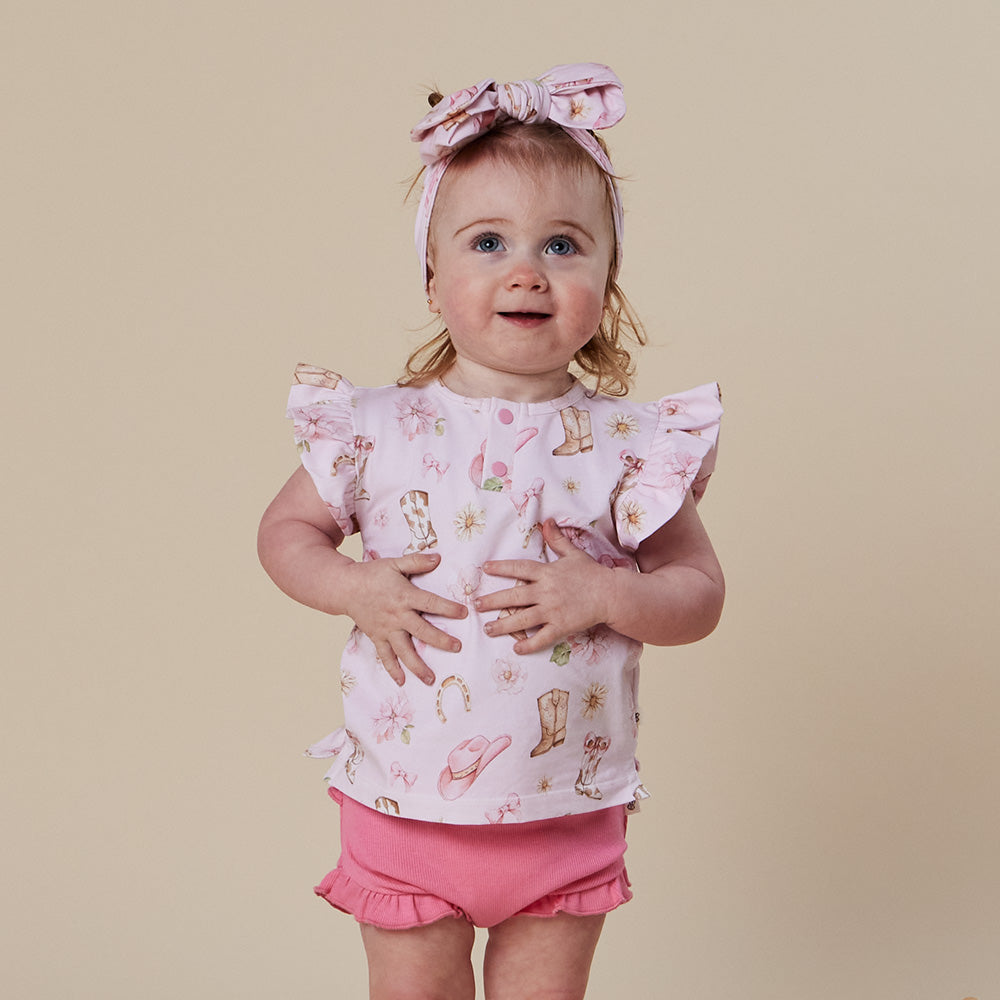 Boots & Bows Organic Short Sleeve Top with Frill - View 15