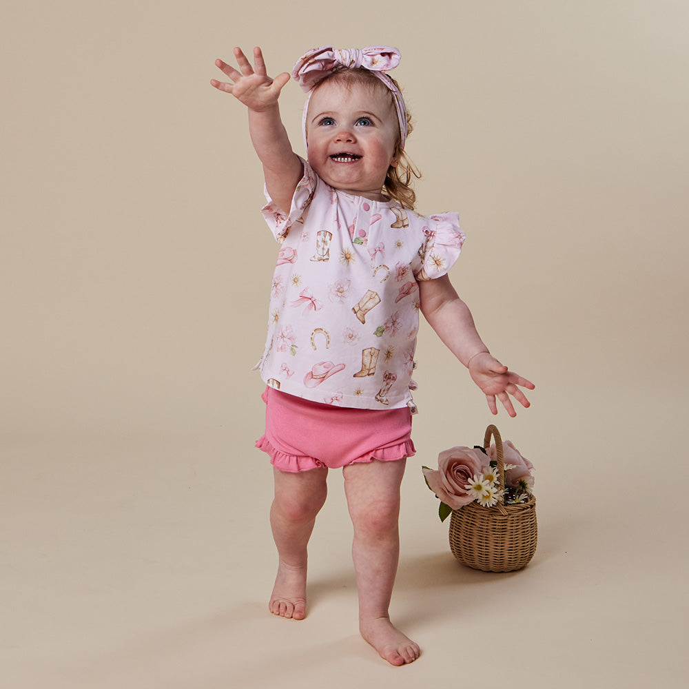 Boots & Bows Organic Short Sleeve Top with Frill - View 12