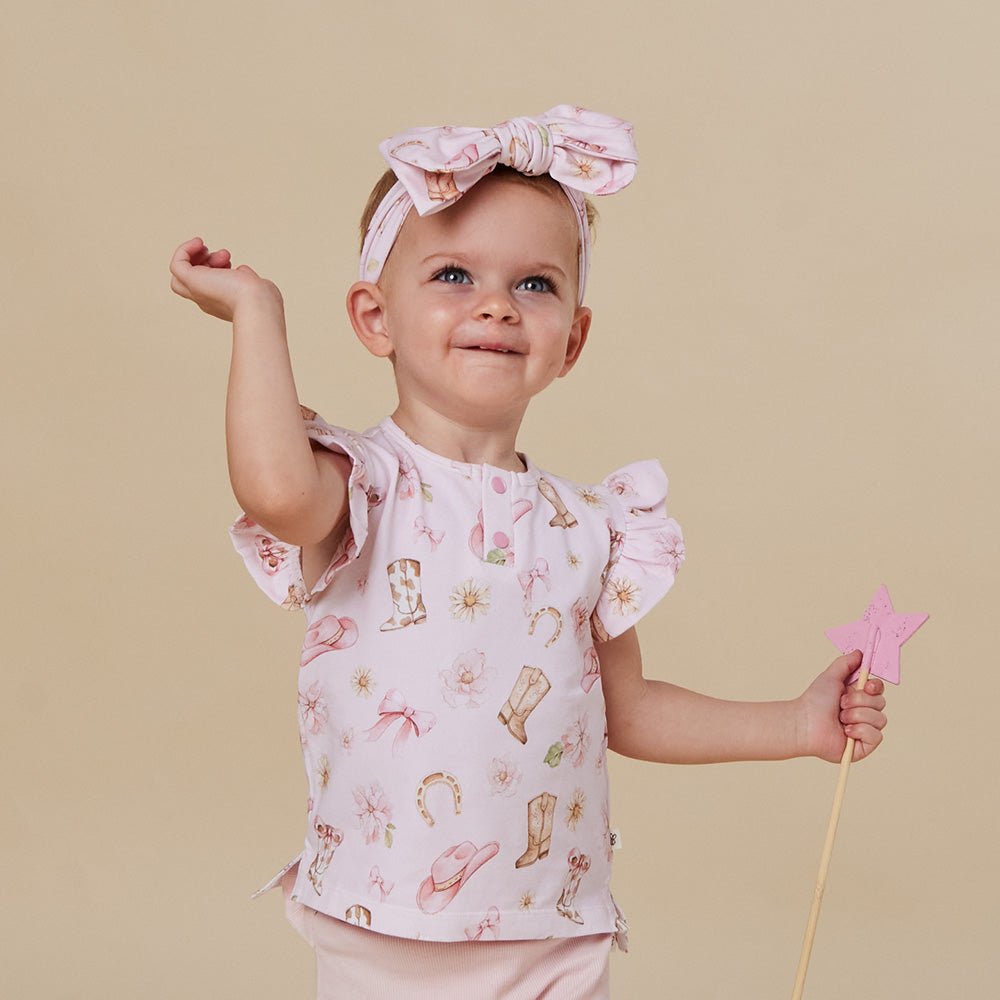 Boots & Bows Organic Short Sleeve Top with Frill - View 7