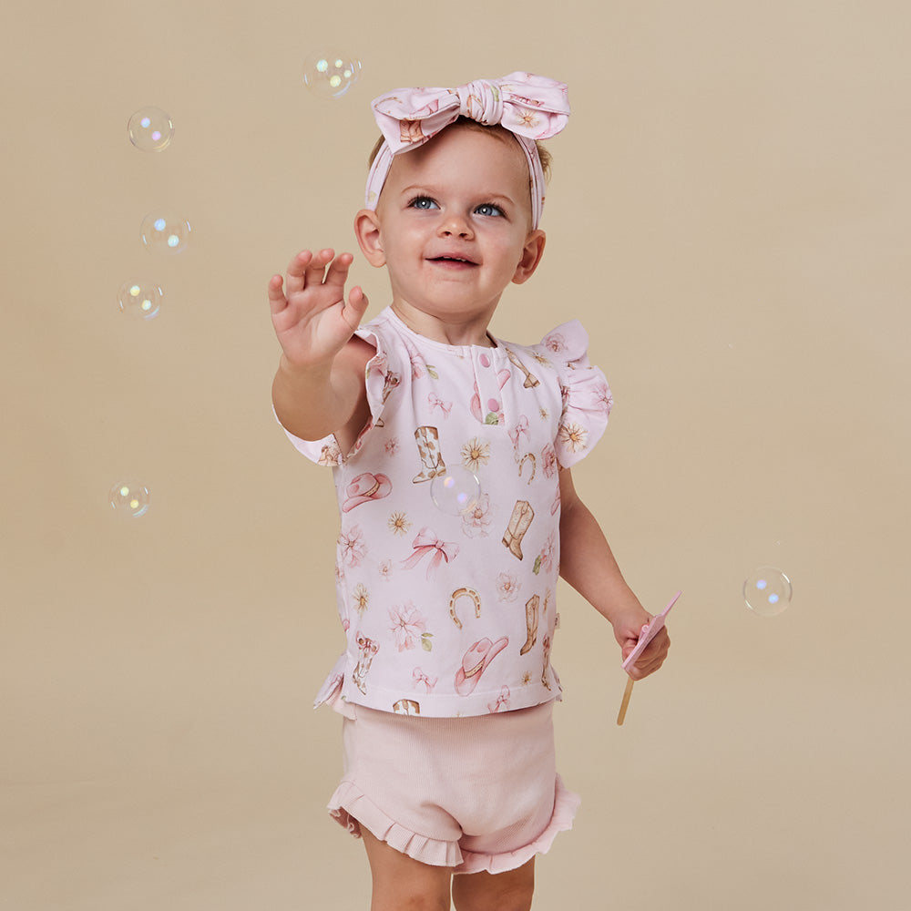 Boots & Bows Organic Short Sleeve Top with Frill - View 18