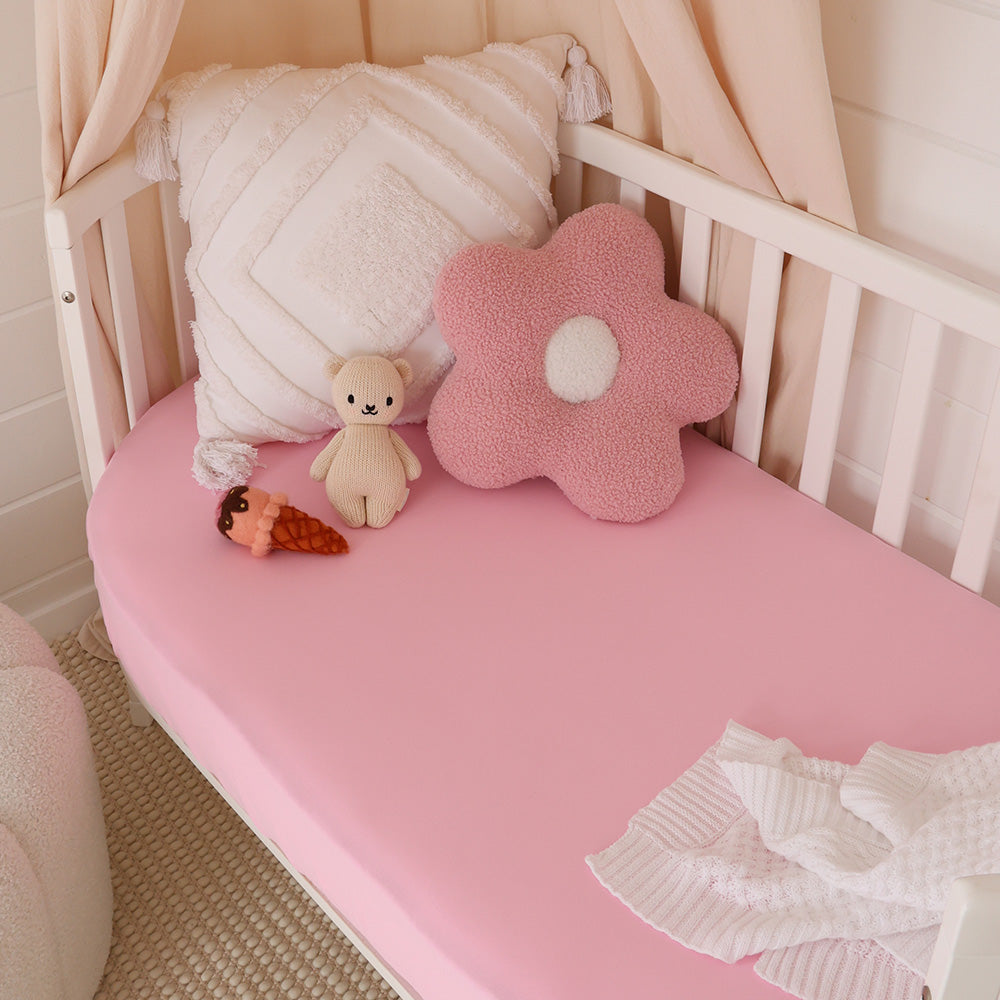 Bubblegum Organic Fitted Cot Sheet - View 1