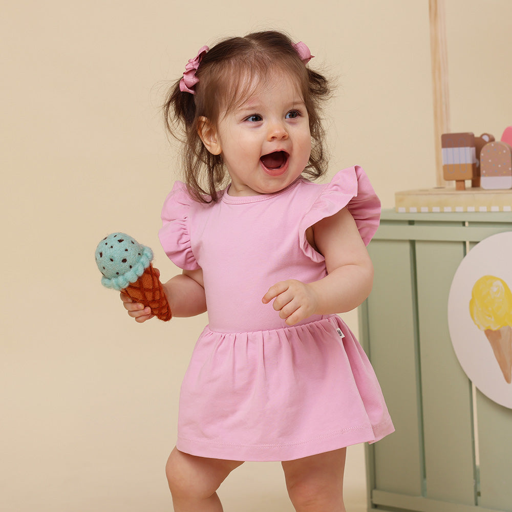Bubblegum Short Sleeve Organic Dress - View 1