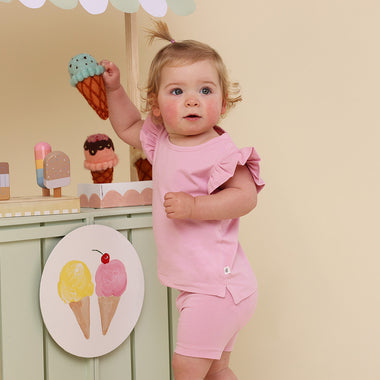 Bubblegum Organic T-Shirt with Frill | Snuggle Hunny