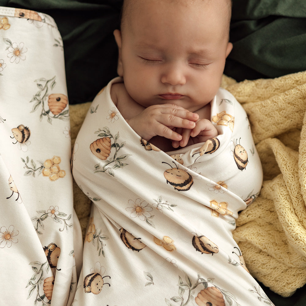 Bumblebees Organic Jersey Wrap & Beanie Set - View 5