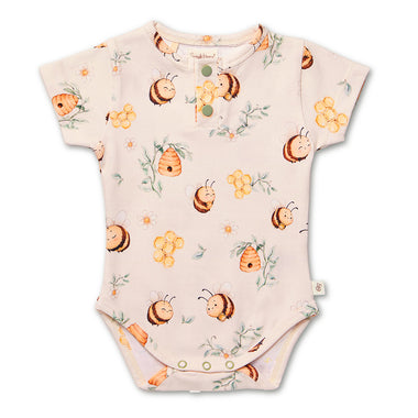 Bumblebees Short Sleeve Organic Bodysuit | Snuggle Hunny