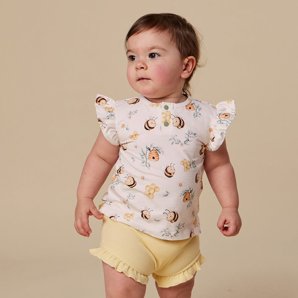Bumblebees Organic Short Sleeve Top with Frill - View 11
