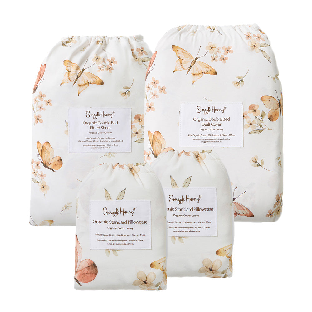 Bundle - Butterfly Double Bedding - 1 x Sheet + 1 x Quilt Cover + 2 x Pillowcases - View 1