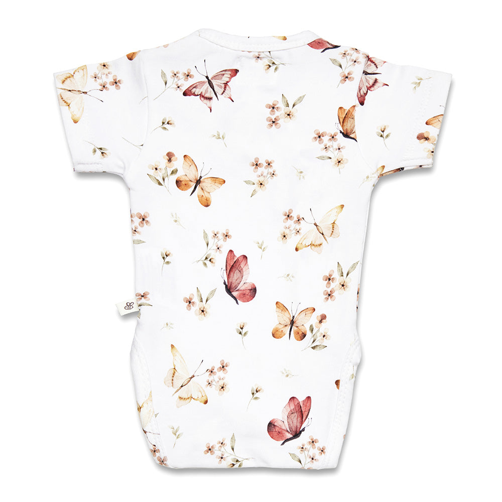 Butterfly Short Sleeve Organic Kimono Bodysuit - View 8