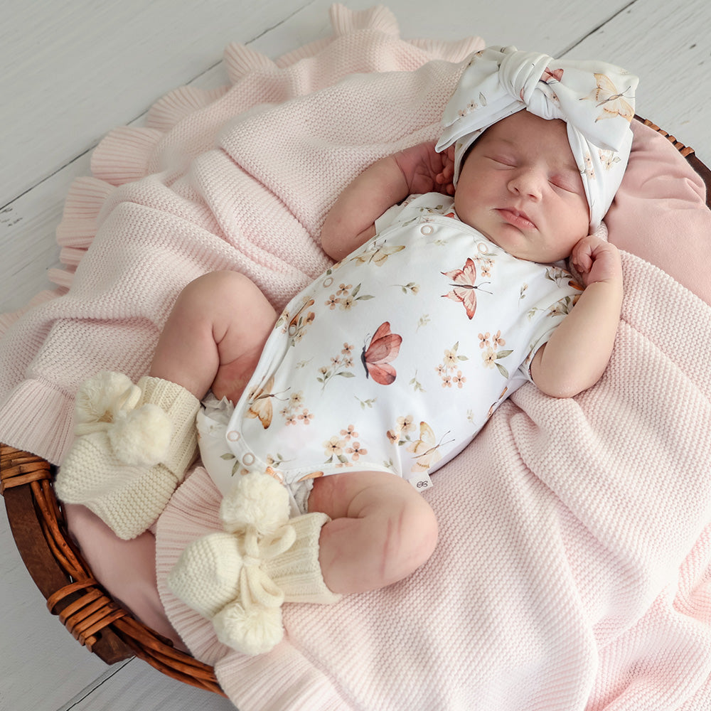 Butterfly Short Sleeve Organic Kimono Bodysuit - View 5
