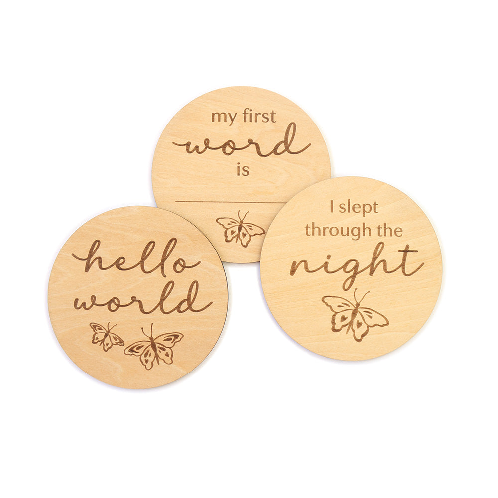 Butterfly Wooden Milestone Cards - View 1