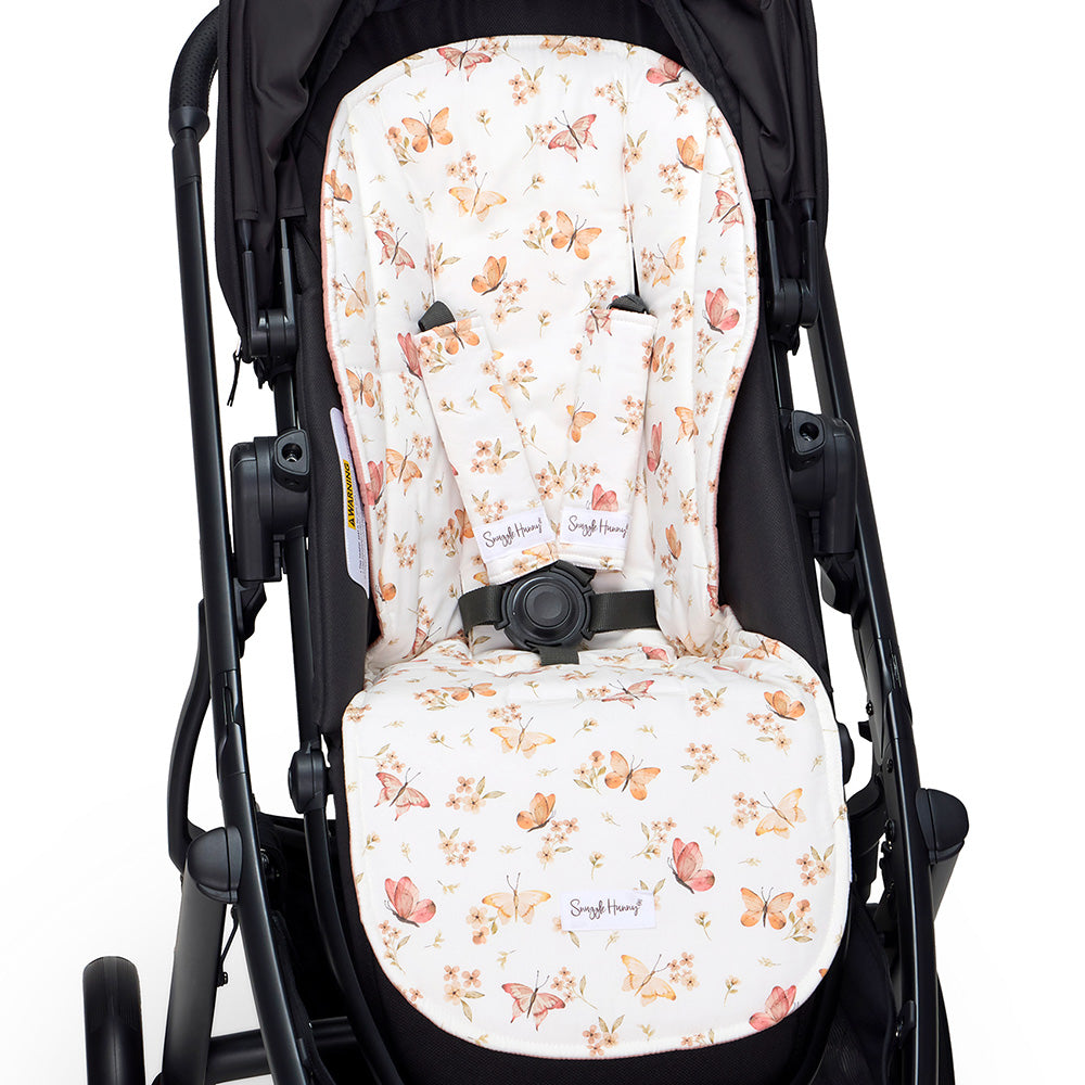 Bundle - Butterfly Pram Liner & Strap Cover Set - View 3